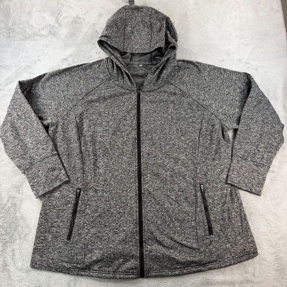 Fabletics Women's 3XL Gray Heather Full Zip Hooded Athletic Jacket